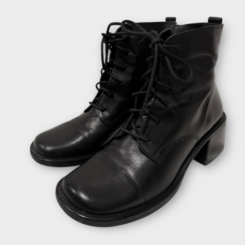 Maripe Dean Black Leather Lace Up Ankle Boots Sz 7
